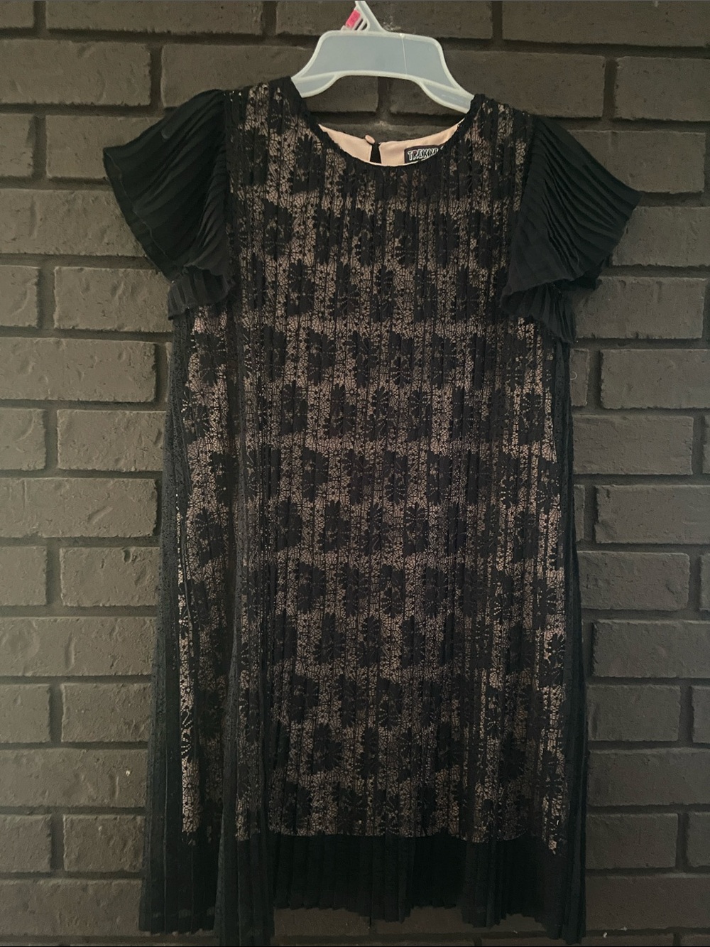 Trixxi Black Lace Overlay Pink Lining Top